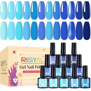 RISYAL 12 Color Gel Nail Polish Set ( 7.3ml/Blue Series) 