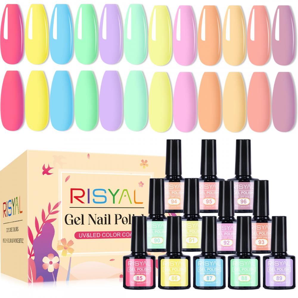 RISYAL 12 Color Gel Nail Polish Set ( 7.3ml/Candy color series) 