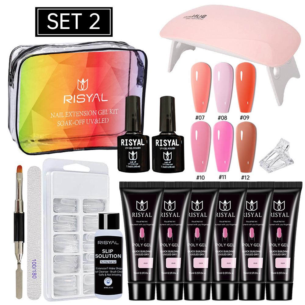 RISYAL 15ml Poly gel 6 colors nail kit (14Pcs/ RL2226-2)