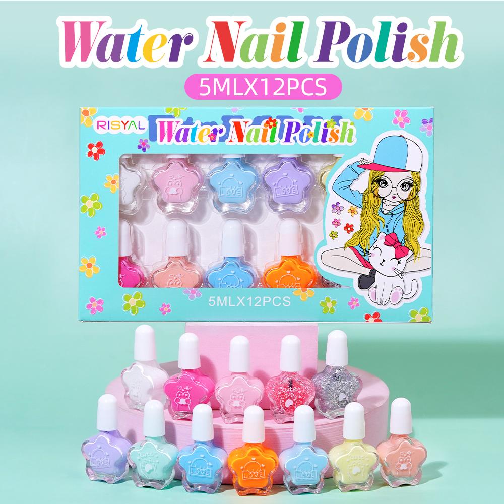 RISYAL Water-Based Nail Polish(12-color plum blossom bottle) RISYAL Water-Based Nail Polish(12-color plum blossom bottle)