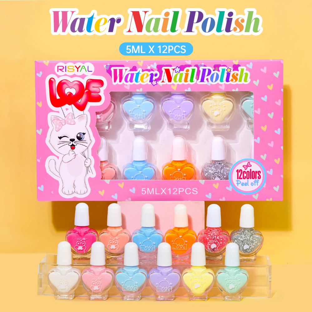 RISYAL Water-Based Nail Polish(12-colorheart bottle) 